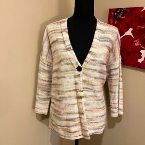 Pure Jill Cardigan Cream Multi Color Sweater, size Small